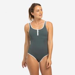 Strój jednoczęściowy pływacki damski Nabaiji Heva Joy Zip. Białe kostiumy jednoczęściowe damskie NABAIJI, s, bez wzorów, z elastanu, eleganckie, do pływania. Za 79.99 zł.