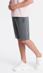 Ombre Męskie szorty dresowe bawełniane BASIC grafitowe V11 OM-SRBS-0149 XXL. Szare krótkie spodenki sportowe męskie Ombre, m, bez wzorów, z bawełny. Za 49.99 zł.