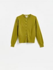 Wełniany kardigan - warm olive. Zielone kardigany damskie Reserved, l, bez wzorów, z wełny. Za 239.99 zł.