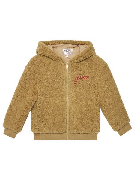 Guess Kożuch H5YJ02 W0330 Beżowy Regular Fit. Brązowe kurtki i płaszcze dla chłopców Guess, z aplikacjami, z syntetyku, bez kaptura. Za 439.99 zł.