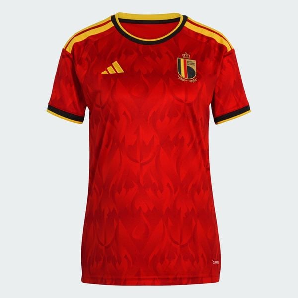 Koszulka domowa Belgia 26. Czerwone koszulki sportowe damskie Adidas, xs, bez wzorów, z materiału, klasyczne, bez kołnierzyka. Za 439.00 zł.