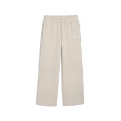 Damskie spodnie z szerokimi nogawkami Essentials Cat z dzianiny PUMA. Szare spodnie materiałowe damskie Puma, s, bez wzorów, z bawełny, z standardowym stanem. Za 229.00 zł.