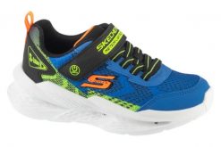 Buty sportowe Sneakersy chłopięce, Meteor-Lights - Krendox. Niebieskie trampki i tenisówki chłopięce Skechers, bez wzorów, z materiału, sportowe, przed kostkę, bez zapięcia. Za 159.99 zł.
