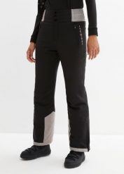 Spodnie narciarskie termoaktywne i nieprzemakalne, z wysoką talią, Straight. Czarne spodnie materiałowe damskie bonprix, bez wzorów, z polaru, narciarskie. Za 239.99 zł.
