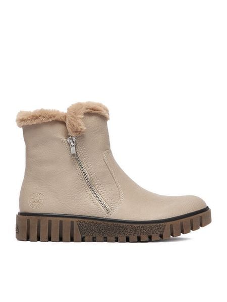 Rieker Botki CEO-Y3481-60 Beżowy jasny. Brązowe botki damskie Rieker, bez obcasa, na płaskiej podeszwie, bez zapięcia. Za 389.99 zł.