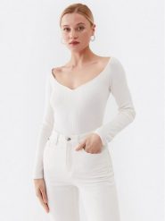 Guess Sweter W3YR25 Z37J2 Biały Slim Fit. Białe swetry damskie Guess, xl, z aplikacjami, z wiskozy, bez kołnierzyka, bez ramiączek, bez kaptura. Za 189.99 zł.