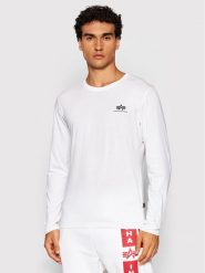 Alpha Industries Longsleeve Basic Small Logo 198517 Biały Regular Fit. Białe bluzki z długim rękawem męskie Alpha Industries, m, bez wzorów, z bawełny, bez kołnierzyka. Za 119.99 zł.