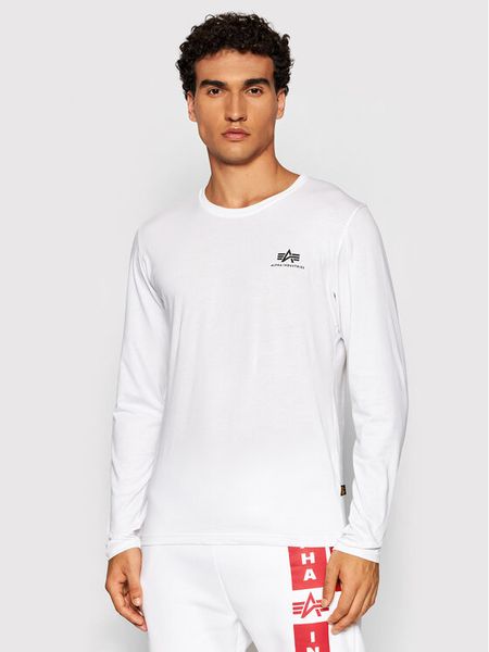 Alpha Industries Longsleeve Basic Small Logo 198517 Biały Regular Fit. Białe bluzki z długim rękawem męskie Alpha Industries, m, bez wzorów, z bawełny, bez kołnierzyka. Za 149.99 zł.