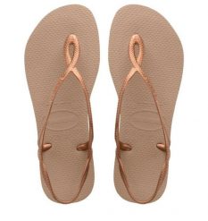 Sandały Havaianas Luna Premium II różowe. Czerwone sandały damskie Havaianas, bez wzorów, z materiału, bez obcasa, bez zapięcia. Za 109.99 zł.