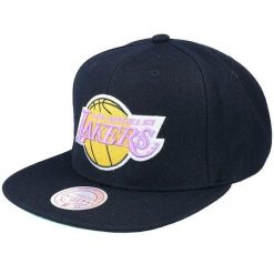 Czapka z daszkiem do koszykówki Mitchell & Ness NBA Los Angeles Lakers czarna. Czarne czapki i kapelusze męskie Mitchell & Ness, bez wzorów, sportowe. Za 149.00 zł.