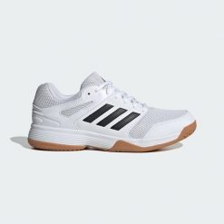 Buty Speedcourt IN. Białe buty sportowe męskie Adidas, z materiału, bez zapięcia, do siatkówki. Za 239.00 zł.