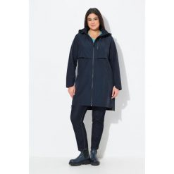 Damskie parka boczne rozcięcia na zamek kaptur kieszenie na zamek. Niebieskie kurtki damskie Ulla Popken, plus size, bez wzorów, z bawełny, sportowe, bez kaptura. W wyprzedaży za 639.99 zł.