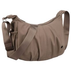Ciemnobeżowa torebka damska z poliestru zamykana suwakiem - Peterson. Brązowe torebki do ręki damskie Peterson, bez wzorów, bez dodatków. Za 77.99 zł.