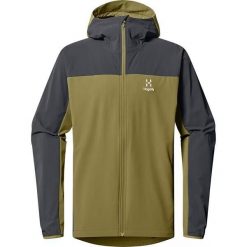 HAGLOFS Kurtka softshell męska MORAN SOFTSHELL HOOD MEN olive green/magnetite-L. Szare kurtki męskie Haglöfs, l, bez wzorów, z elastanu, biznesowe, z kapturem. Za 426.19 zł.