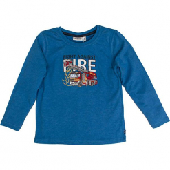 Koszulka "Rescue" w kolorze niebieskim. Niebieskie t-shirty dla chłopców marki Salt & Pepper, z nadrukiem, z długim rękawem. W wyprzedaży za 42.95 zł.