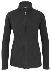 Bluza rozpinana z polaru ze stójką. Czarne bluzy damskie bonprix, bez wzorów, z polaru, bez kaptura. Za 99.99 zł.