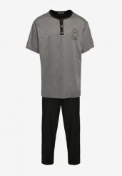Ciemnoszara Bawełniana Piżama Spodnie z Gumką w Pasie i T-shirt z Nadrukiem Ittelea. Szare piżamy męskie Born2be, m, bez wzorów, z bawełny, bez ramiączek, długie. Za 49.99 zł.