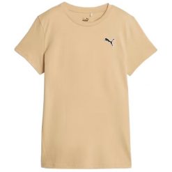 Koszulka fitness damska Puma Better Essentials Tee. Brązowe koszulki sportowe damskie Puma, m, bez wzorów, bez kołnierzyka, bez ramiączek, na fitness i siłownię. W wyprzedaży za 91.65 zł.