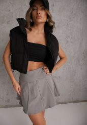 Ciemnoszare Tenisowe Spódnico-Spodenki z Elastycznego Materiału Natennia. Szare szorty sportowe damskie Renee, l, bez wzorów, sportowe, tenisowe. Za 49.99 zł.