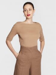 Lauren Ralph Lauren Bluzka 200654963147 Brązowy Regular Fit. Brązowe bluzki damskie Lauren Ralph Lauren, m, bez wzorów, z bawełny, bez kołnierzyka, bez ramiączek. Za 209.99 zł.