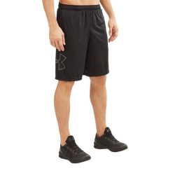 Męskie Spodenki Z Grafiką Techniczną. Czarne krótkie spodenki sportowe męskie Under Armour, m, bez wzorów, z materiału, na fitness i siłownię. Za 160.00 zł.