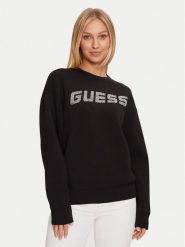 Guess Bluza V4BQ15 K7UW2 Czarny Regular Fit. Czarne bluzy damskie Guess, xxs, z aplikacjami, z wiskozy, bez kaptura. Za 209.99 zł.