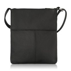 Torebka damska listonoszka ze skóry naturalnej czarna Abruzzo ABR-49-BL. Czarne torby na ramię damskie bez wzorów, ze skóry, bez dodatków. Za 115.00 zł.