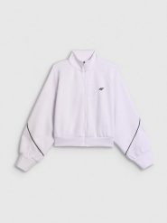 4F Bluza dresowa regular bez kaptura damska - biała M. Białe bluzy damskie 4f, m, bez wzorów, z dresówki, sportowe, bez kołnierzyka, bez ramiączek, bez kaptura. Za 169.99 zł.