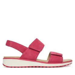 Sandały Caprice. Czerwone sandały damskie Caprice, bez wzorów, bez obcasa, na koturnie, bez zapięcia. Za 229.99 zł.