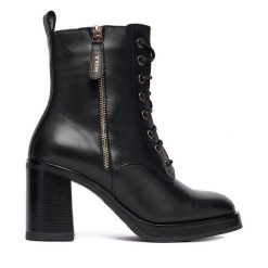 Trzewiki MEXX. Czarne botki damskie Mexx, bez obcasa, na słupku, bez zapięcia. Za 369.99 zł.