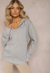 Szara Klasyczna Bluza z Kapturem i Sznurkami Ballata. Szare bluzy damskie Renee, xl, bez wzorów, z jeansu, z kapturem. Za 49.99 zł.
