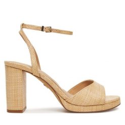Sandały Aldo. Brązowe sandały damskie Aldo, bez wzorów, bez obcasa, na słupku, bez zapięcia. Za 329.99 zł.
