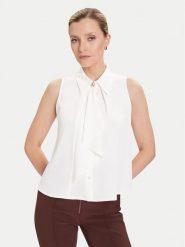 Rinascimento Bluzka CFC0125089003 Biały Regular Fit. Białe bluzki damskie Rinascimento, m, bez wzorów, z syntetyku, bez kołnierzyka, bez ramiączek. Za 339.99 zł.