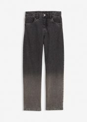 Dżinsy cieniowane, loose fit, straight. Szare jeansy dla chłopców bonprix, z jeansu. Za 129.99 zł.