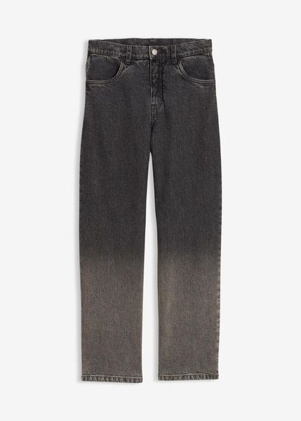 Dżinsy cieniowane, loose fit, straight. Szare jeansy dla chłopców bonprix, z jeansu. Za 129.99 zł.