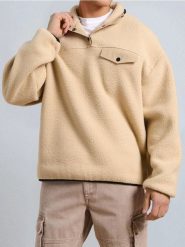 Bluza crewneck - beżowy. Brązowe bluzy męskie Sinsay, l, bez wzorów, bez kaptura. Za 37.99 zł.