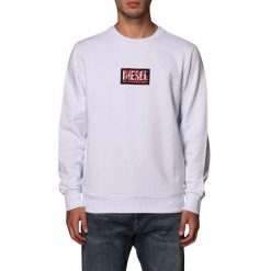 Bluza turystyczna męska sportowa Diesel Girk. Białe bluzy męskie Diesel, m, bez wzorów, z bawełny, bez kaptura. Za 271.70 zł.