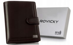 Portfel skórzany Rovicky PC-108L-BAR brązowy. Brązowe portfele męskie ROVICKY, bez wzorów, ze skóry. Za 85.99 zł.