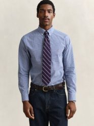 Gant Męska koszula casual Mężczyźni Regular Fit Bawełna (100%) niebieski w kratkę, M. Niebieskie koszule męskie GANT, m, bez wzorów, z bawełny, casualowe, bez kołnierzyka, bez ramiączek. Za 499.95 zł.