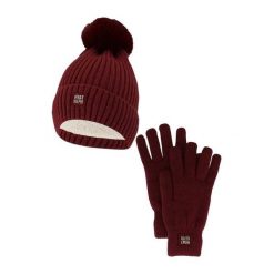Damski Zimowy Zestaw Termiczny - Czapka + Rękawiczki - Burgundowy. Czerwone czapki i kapelusze damskie HEAT KEEPER, na zimę, bez wzorów, z poliesteru, sportowe. W wyprzedaży za 134.32 zł.