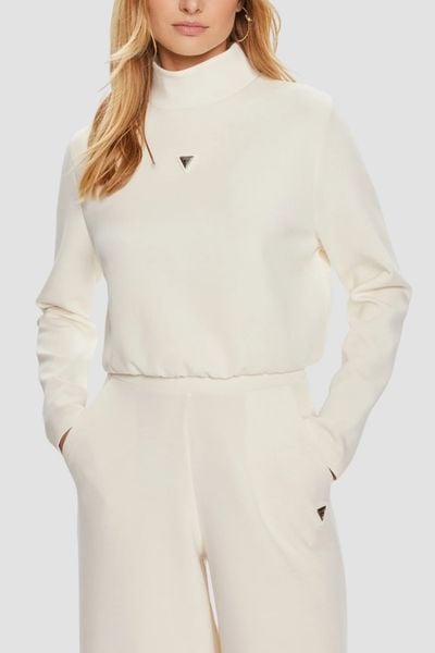 GUESS Bluza damska w kolorze ecru Olympe, Rozmiar L. Brązowe bluzy damskie Guess, l, z aplikacjami, bez kaptura. W wyprzedaży za 199.99 zł.