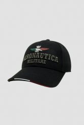AERONAUTICA MILITARE Czarna męska czapka z daszkiem. Czarne czapki i kapelusze męskie Aeronautica Militare, bez wzorów. W wyprzedaży za 179.99 zł.