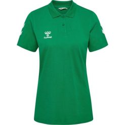 Damska koszulka polo Hummel Go 2.0 Chevron. Zielone koszulki sportowe damskie Hummel, bez wzorów, bez kołnierzyka, bez ramiączek, do piłki nożnej. Za 190.00 zł.