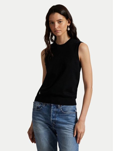 Polo Ralph Lauren Sweter 211972111001 Czarny Straight Fit. Czarne swetry damskie Polo Ralph Lauren, m, bez wzorów, z bawełny, bez kołnierzyka, bez ramiączek, bez kaptura. Za 629.99 zł.