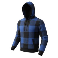 American Eagle Outfitters Męski sweter w kratę z kapturem i kieszenią kangurka. Czarne swetry przez głowę męskie Erima, m, bez wzorów, z bawełny, bez kołnierzyka. Za 321.99 zł.