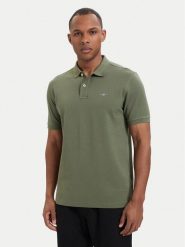 Gant Polo Shield 2210 Zielony ciemny Regular Fit. Zielone koszulki polo męskie GANT, m, bez wzorów, z bawełny, bez ramiączek. Za 379.99 zł.