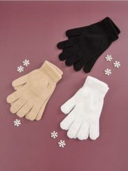 Rękawiczki 3 pack - beżowy. Brązowe rękawiczki damskie Sinsay, bez wzorów. Za 12.99 zł.