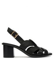 Tommy Hilfiger Sandały Cross Blocked Heel Sandal FW0FW09135 Czarny. Czarne sandały damskie Tommy Hilfiger, bez wzorów, ze skóry, bez obcasa, na słupku, bez zapięcia. Za 569.99 zł.
