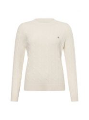 Gant sweter z dzianiny z wełny jagnięcej Kobiety Wełna beżowy, S. Brązowe swetry damskie GANT, s, bez wzorów, z dzianiny, casualowe, bez kołnierzyka, bez ramiączek, bez kaptura. Za 799.95 zł.