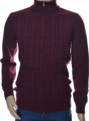 Selantino Ciepły wełniany sweter męski na zamek rozpinany szetland z wełny XXL bordo. Bluzy męskie Selantino, m, bez wzorów, z wełny, bez kaptura. Za 189.99 zł.